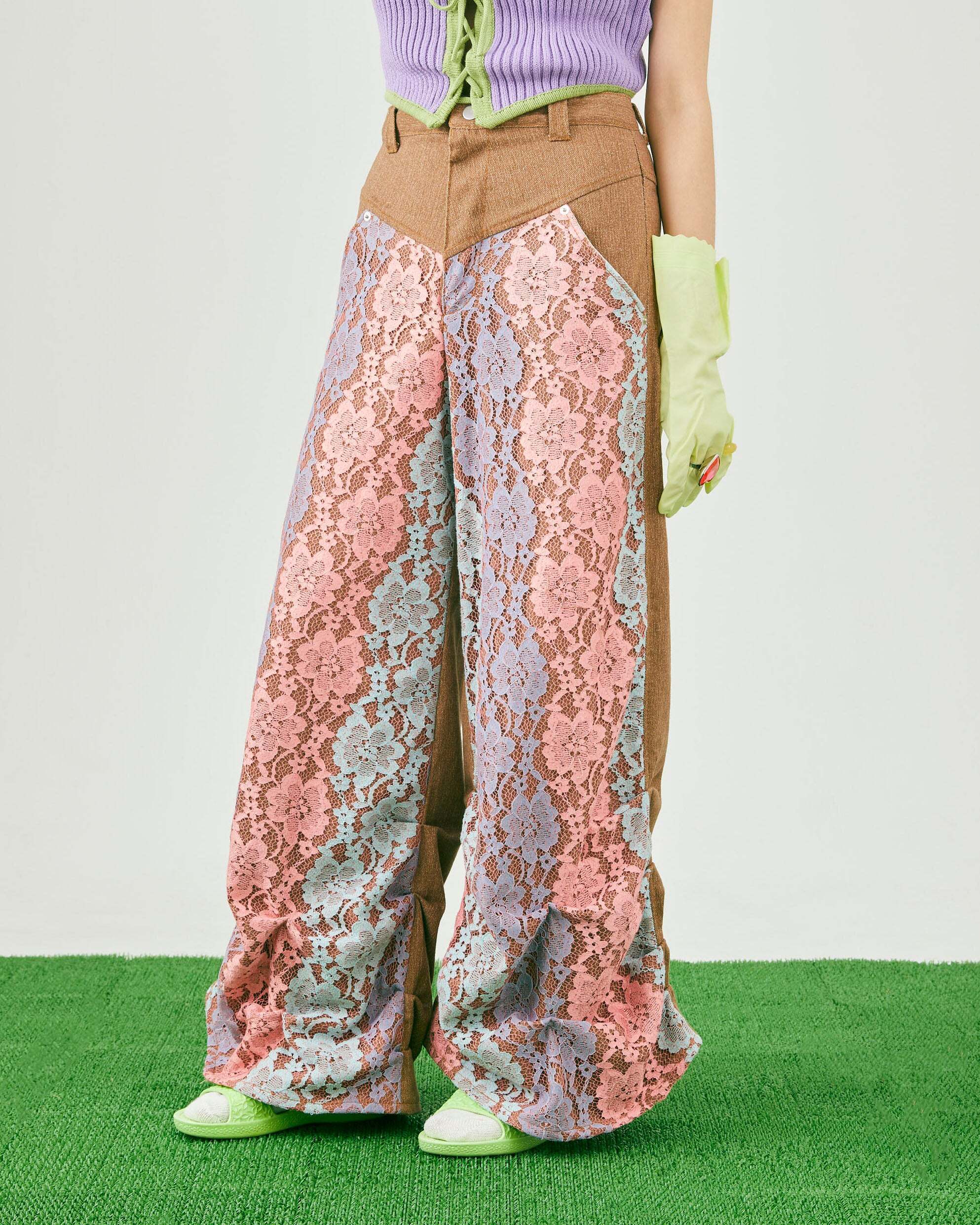 Scǎi tokyo LACE DENIM PANTS