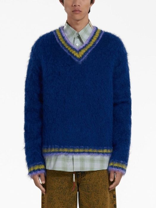 MARNI BLUE MOHAIR-WOOL BLEND セーター