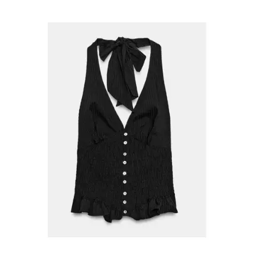 ZARA ボタン ホルターネックトップス