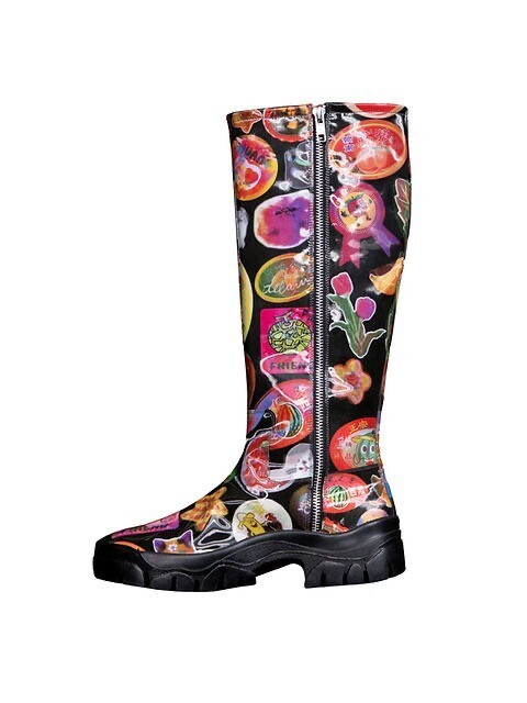 LEEANN HUANG Fruit Sticker Lenticular Knee Boots