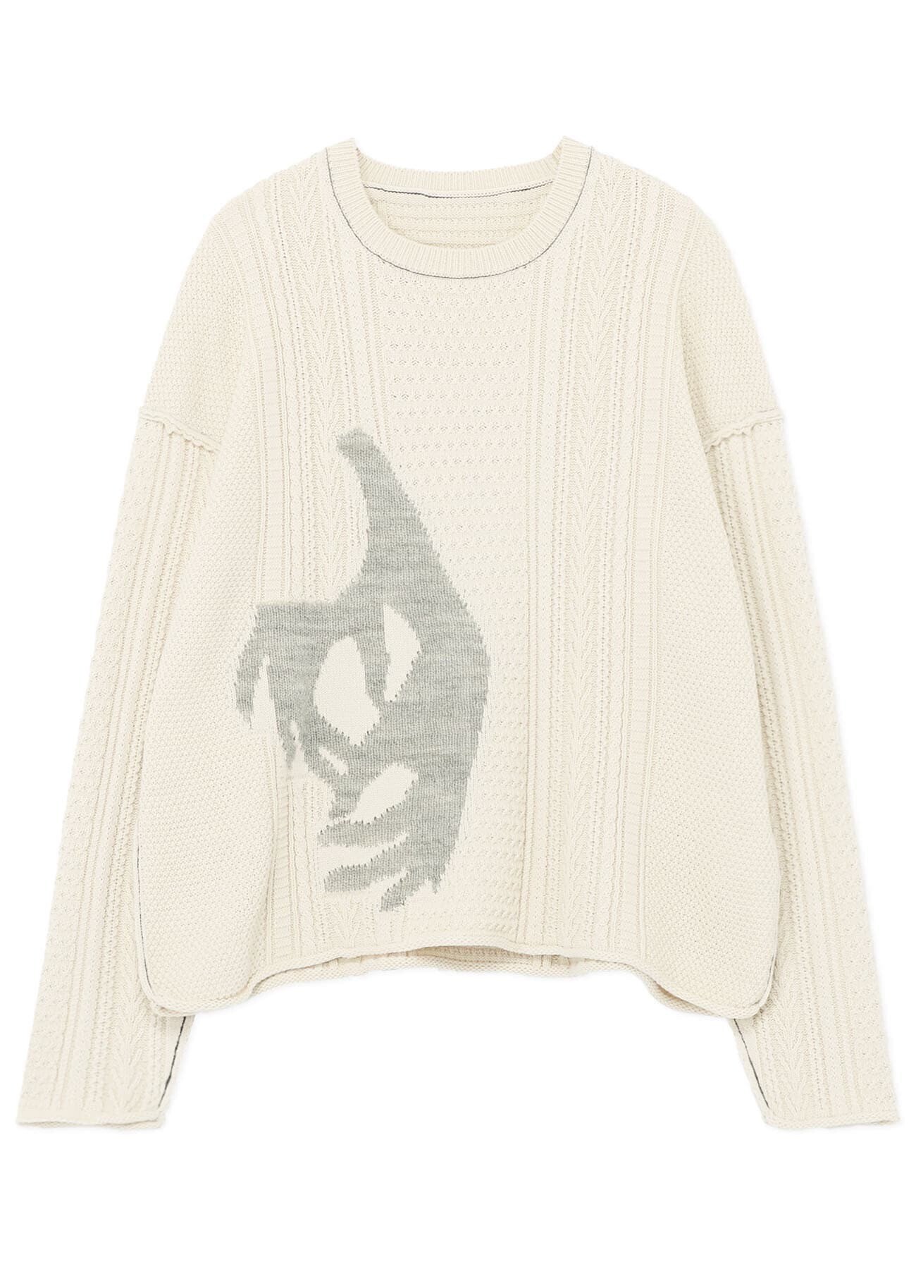 Y's HANDS MOTIF ARAN KNITTING PULLOVER