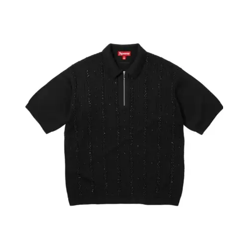 Supreme Beaded Zip S/S Polo Sweater
