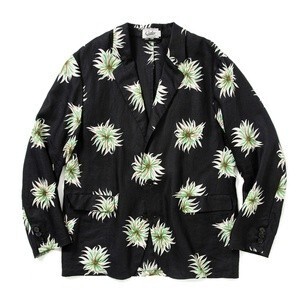 CALEE Allover flower pattern linen jacket