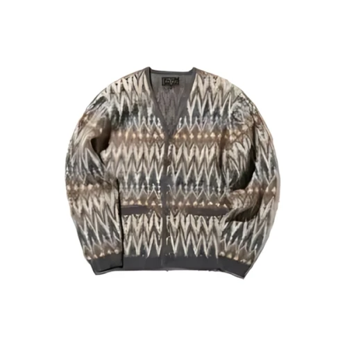 BEAMS PLUS Cardigan Double Jacquard Chevron Pattern