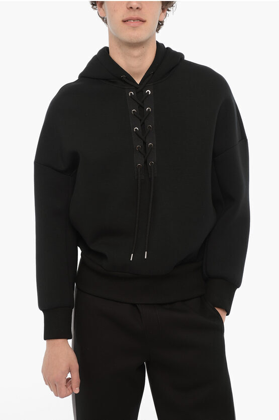 NEIL BARRETT Baggy Fit Lace-up Hoodie