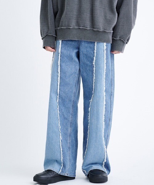 Jieda SWITCHING OVER DENIM PANTS （BLU×BLU)