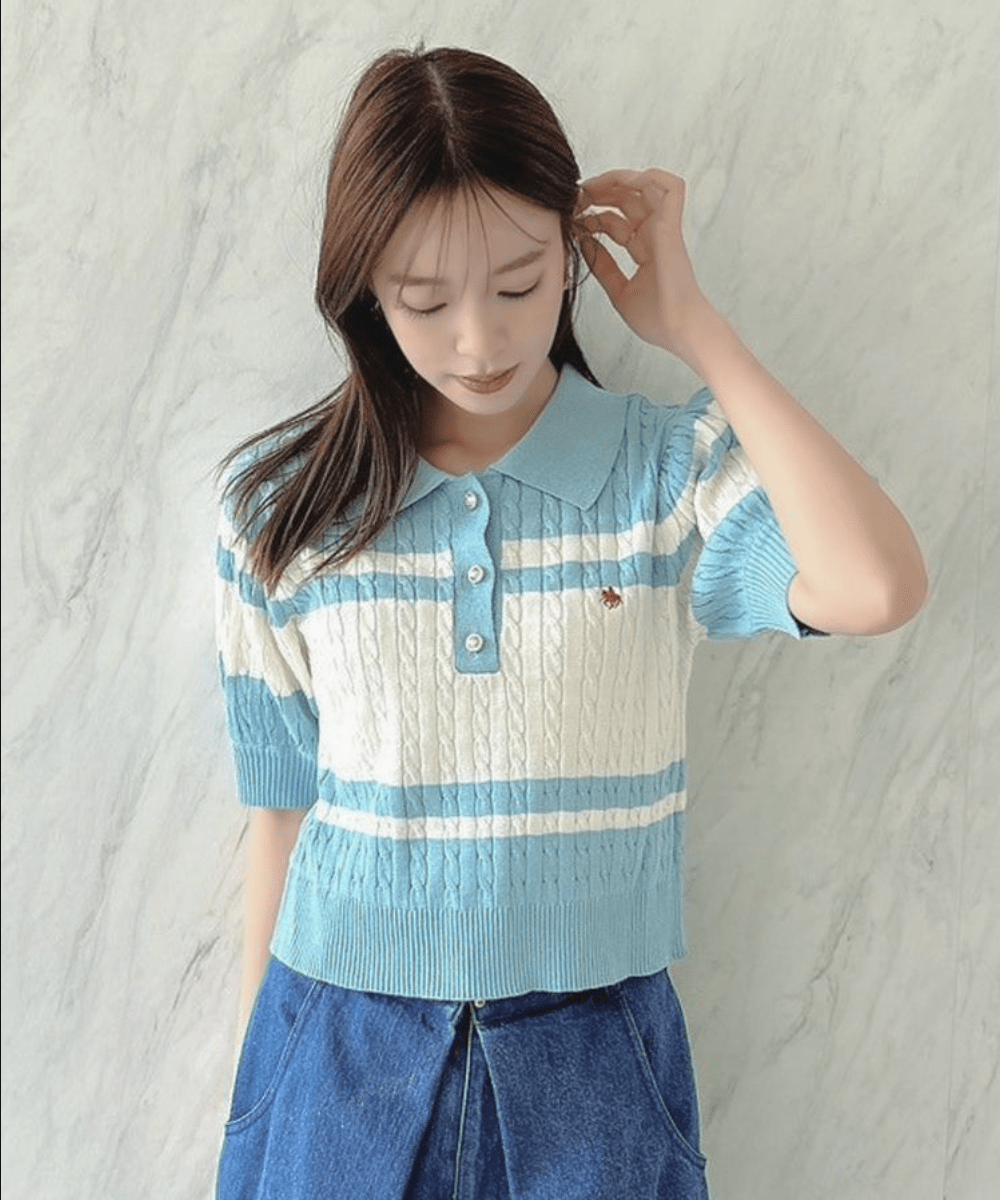 dazzlin 【POLO BCS コラボ】ケーブルポロニットトップス