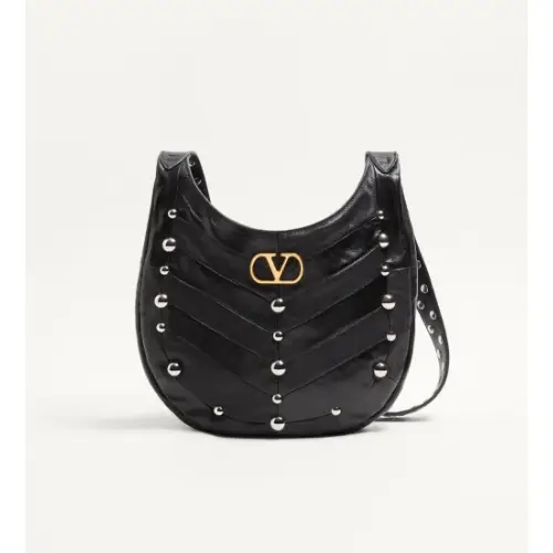 VALENTINO ホーボーホー シェブロンパターン & スタッズ ナッパレザー スモール ホーボーバッグホーボーホー シェブロンパターン & スタッズ ナッパレザー スモール ホーボーバッグホーボーホー シェブロンパターン & スタッズ ナッパレザー スモール ホーボーバッグ