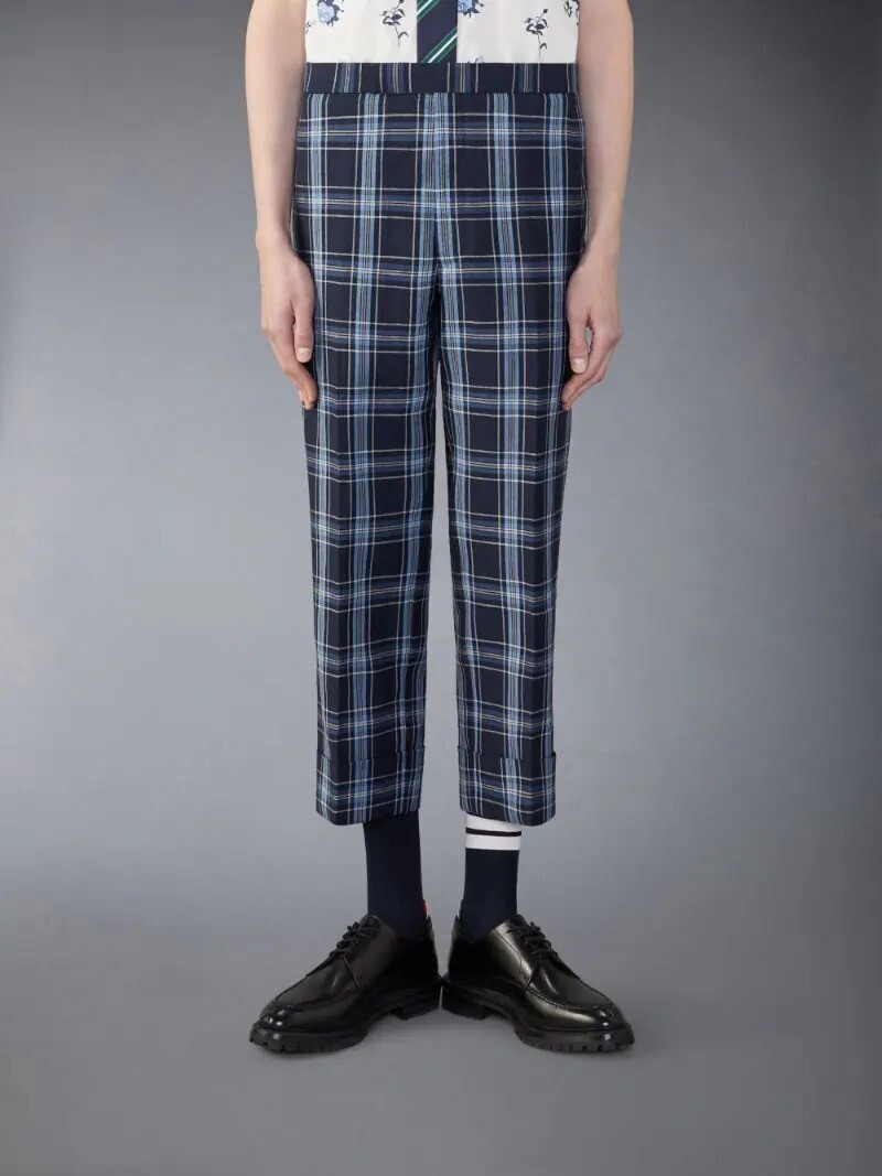 THOM BROWNE. NEW YORK ウールリネン　ローライズ　バックストラップ　トラウザー