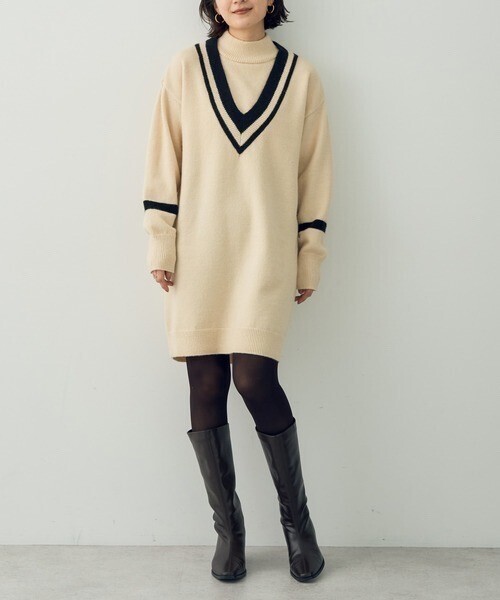 YECCA VECCA レイヤードニットワンピース