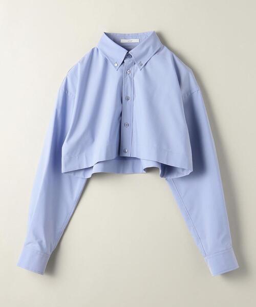 ASTRAET C/P クロップド ボタンダウンシャツ