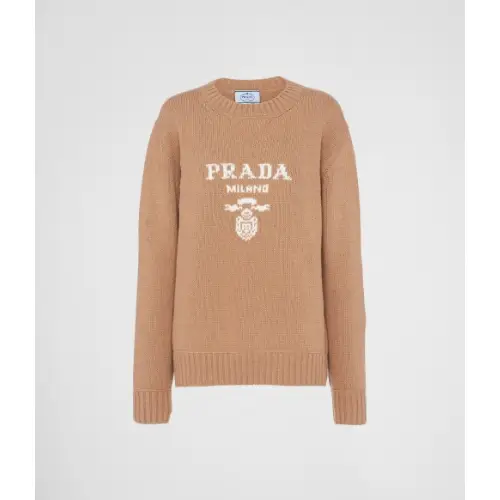PRADA ロゴ カシミヤxウール クルーネック セーター