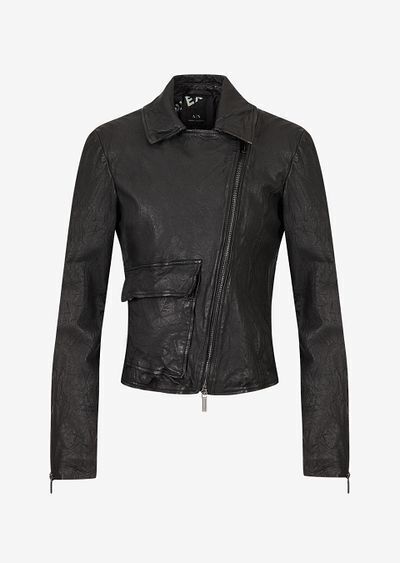 ARMANI EXCHANGE ラムレザーバイカーブルゾン