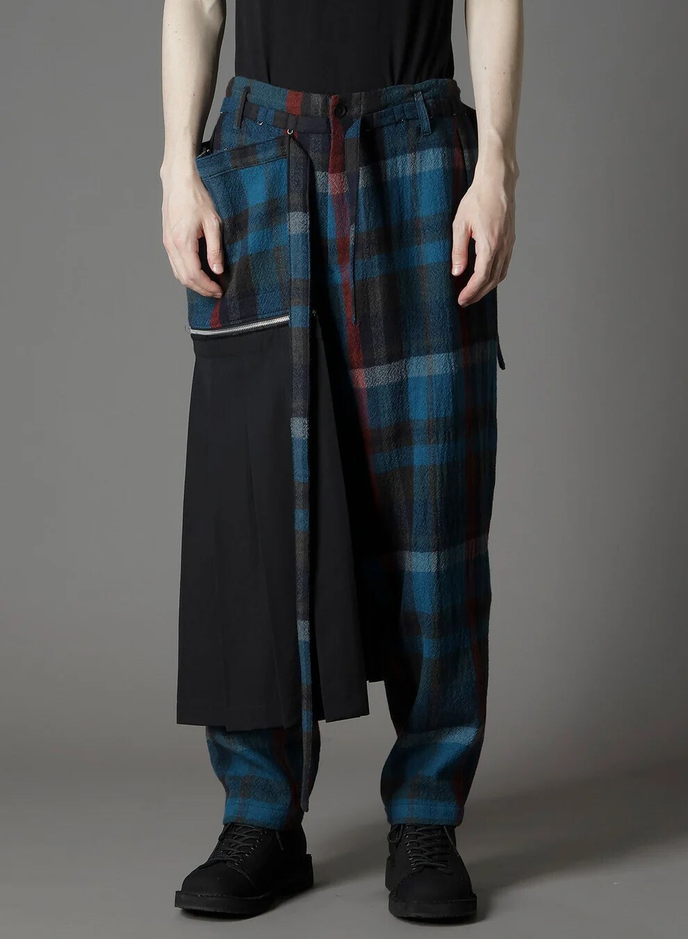 Ground Y W/GABARDINE DOUBLE GAUZE PLEATED WRAP PANTS