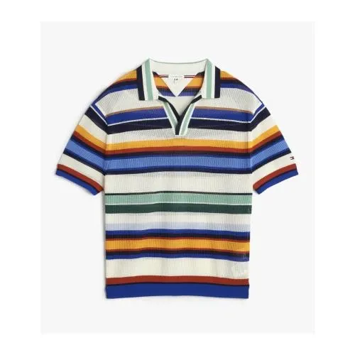Tommy Hilfiger マルチストライプショートスリーブポロシャツ