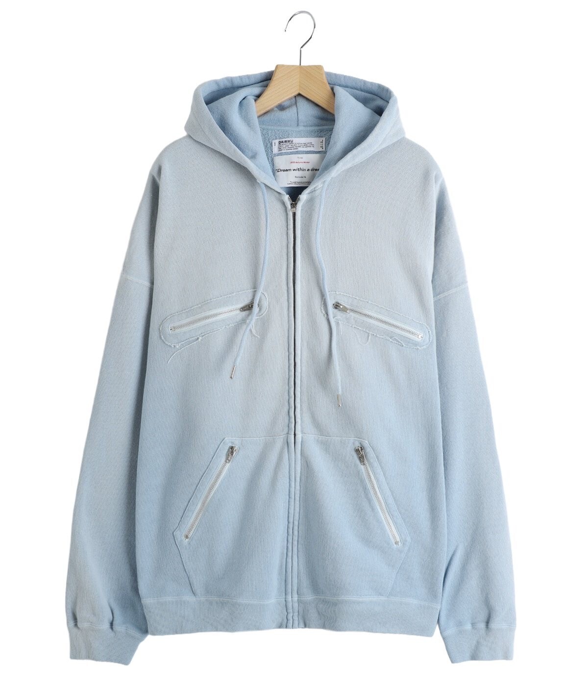 DAIRIKU 5-Zip Vintage Dyed Hoodie