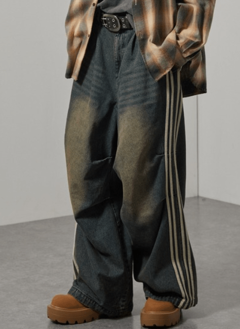 Alfred Alex Vintage Side-Line Wide Denim Pants