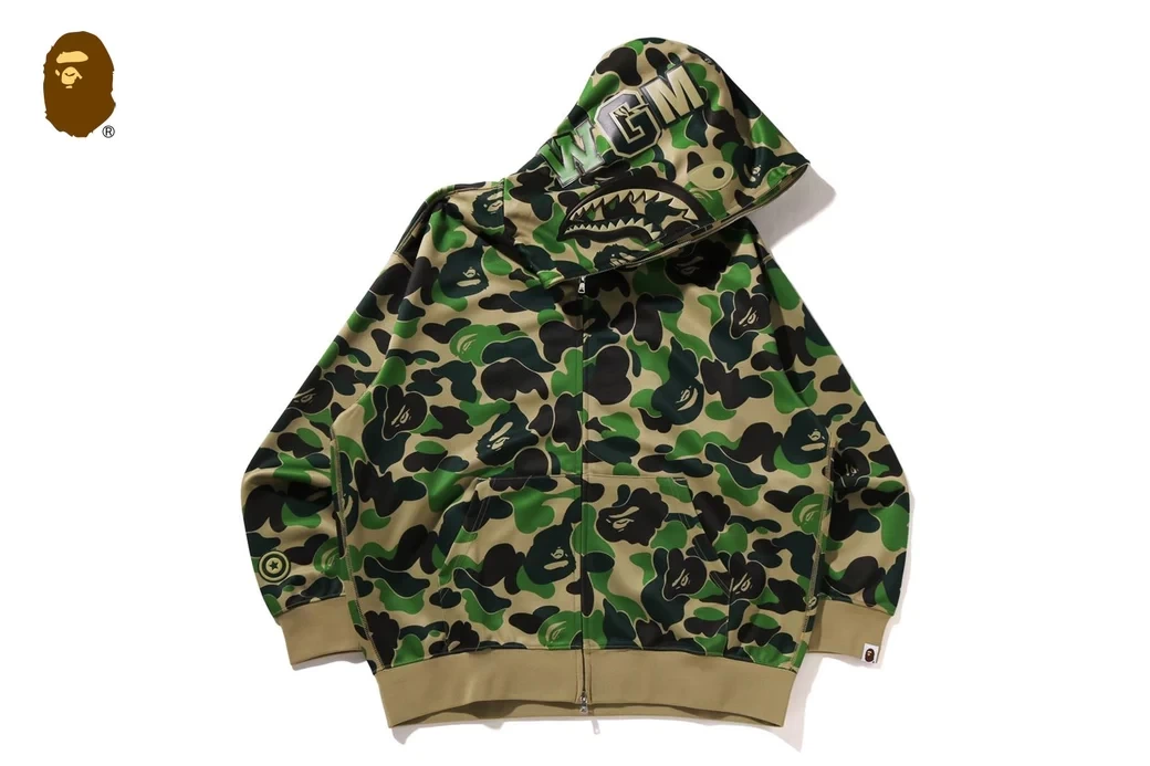 A BATHING APE ABC CAMO POLYESTER RELAXED FIT SHARK FULL ZIP HOODIE