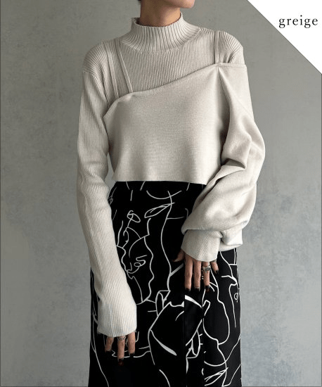 &g’aime ONESHOULDER ASYMMETRY KINT TOPS/986-63020