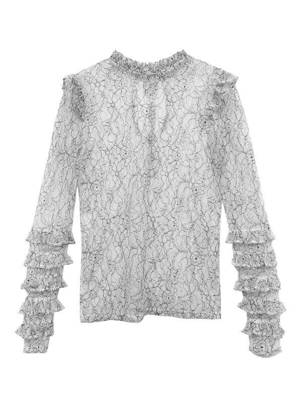 Honey mi Honey lace frill sheer tops
