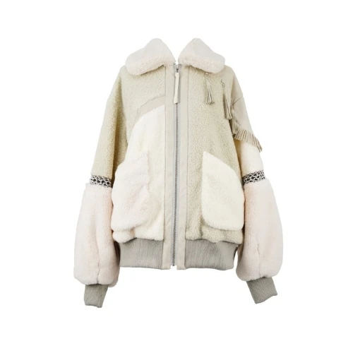 rurumu: color block boa pile jacket