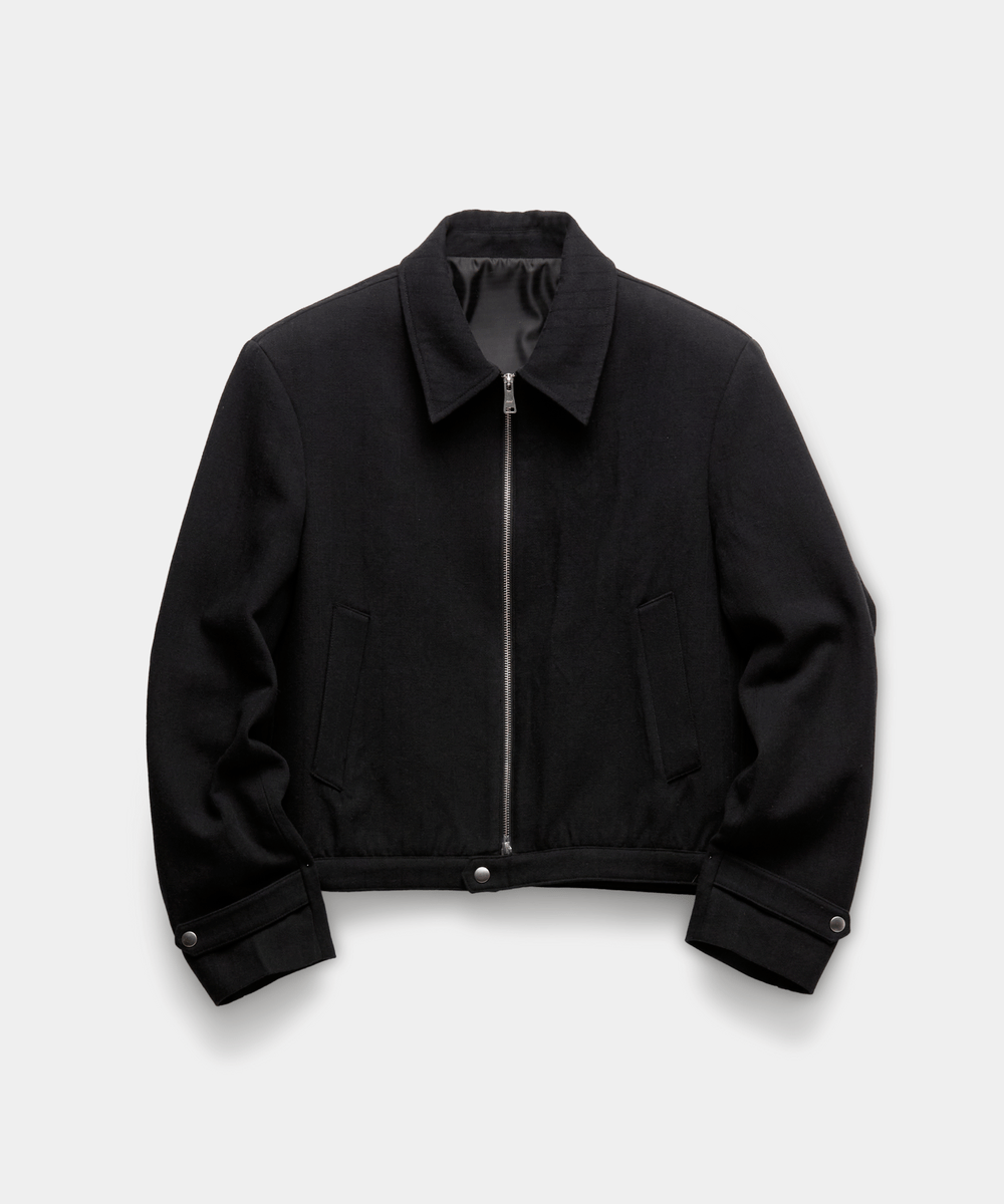 COOR Herringbone Striped Wool Crop Jumper (Black)