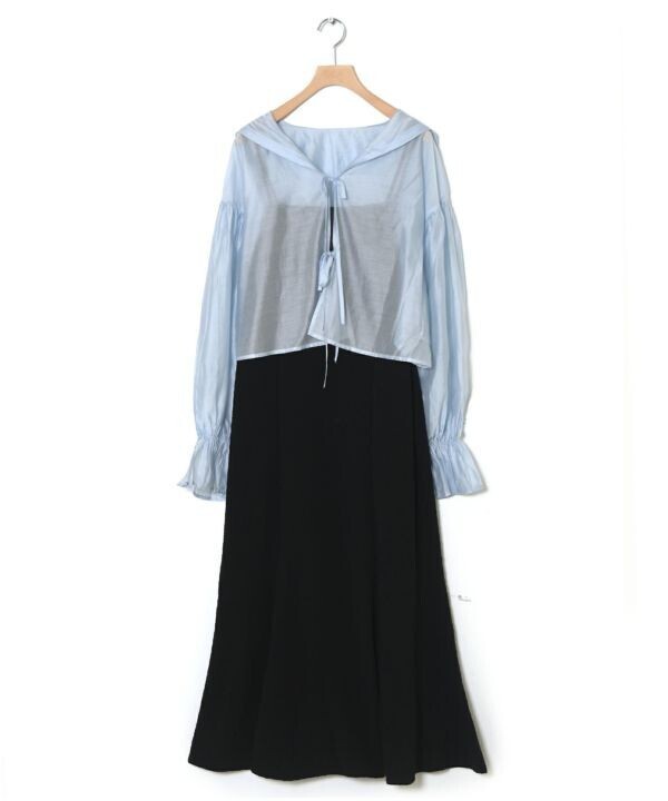 w closet シアーセーラー衿ブラウス×カットキャミワンピースセット