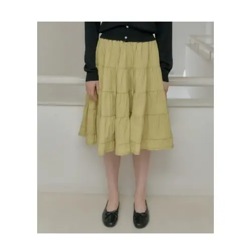 GIUNON volume tiered lace skirt