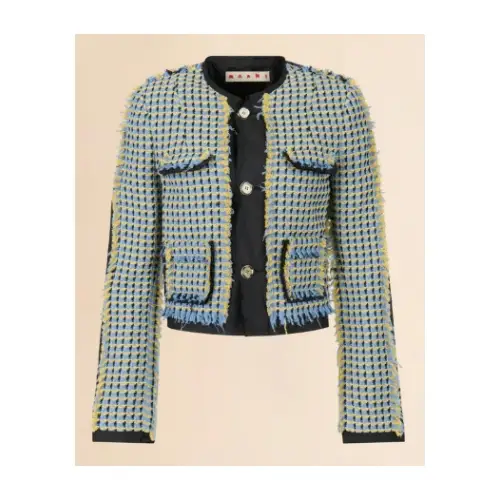 MARNI Blue cotton tweed-effect baby jacket