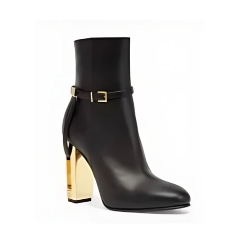 FENDI Black leather high-heeled ankle boots