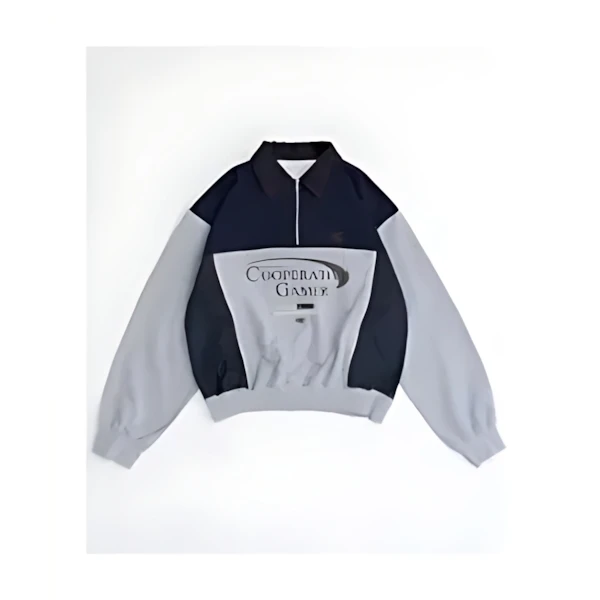 MAISON SPECIAL Company Print Half Zip Sweatshirt
