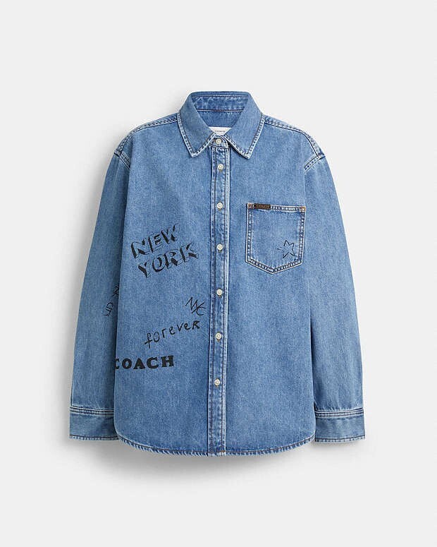 COACH Sketch Print Denim Shirt In Organic And Recycled Cotton