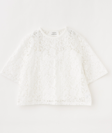 LOUNIE クロップドレースブラウス