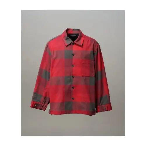 MAISON SPECIAL Italian Dead Stock Fabric Prime-Over Regular Collar Heavy-Weight Flannel Shirt Blouson