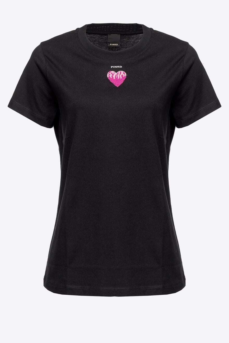 PINKO TRAPANI ハートエンブロイダリー Tシャツ