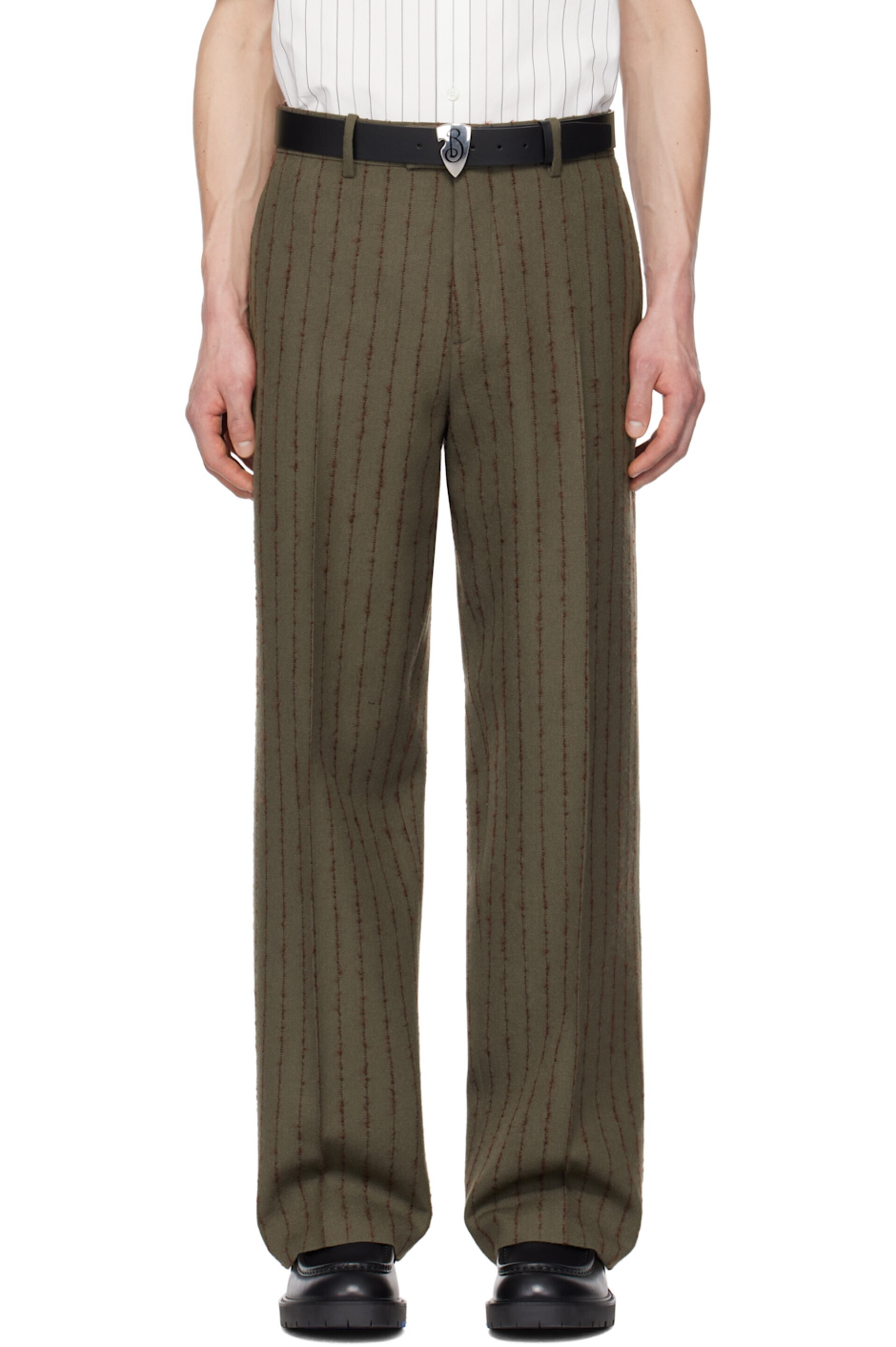 BURBERRY ブラウン＆レッド テーラードパンツ