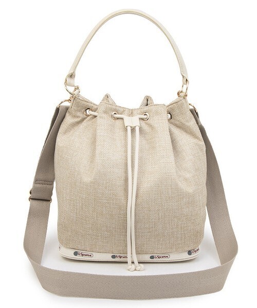 LeSportsac MED DRAWSTRING BAGエクリュムーンラフィア