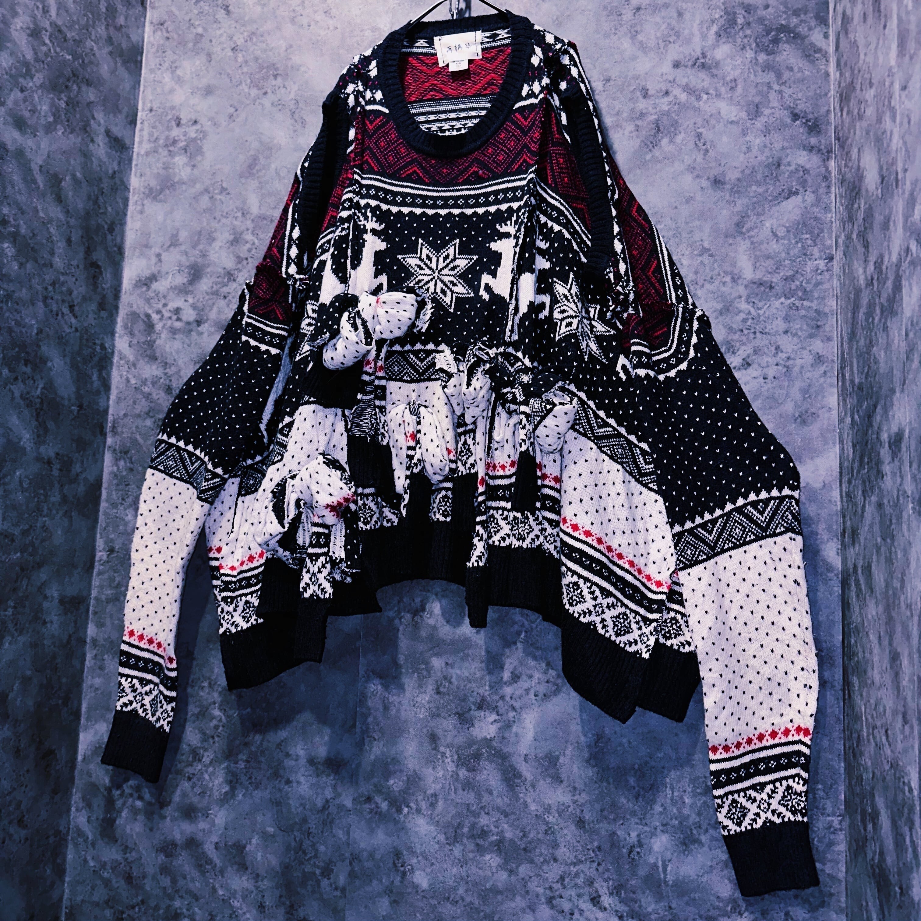 doppio "再倖築" triple docking design ribbon knit pullover