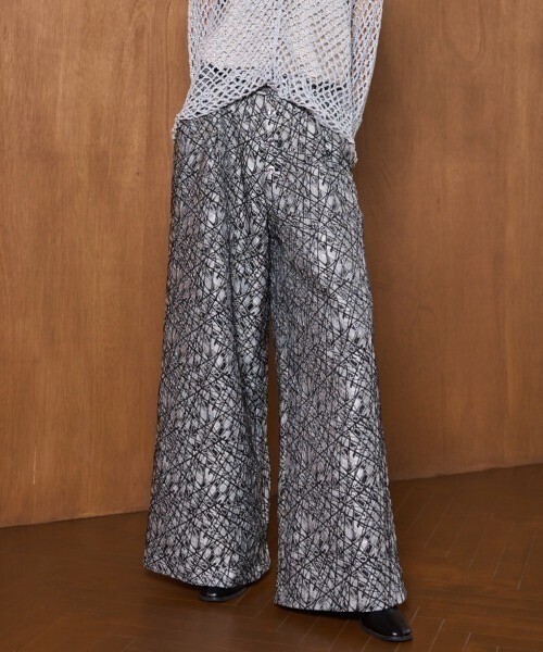 seyto Jacquard glossy wide flare pants / ジャガードグロッシーフレアパンツ