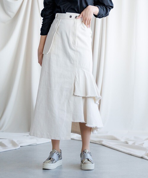 Anside アシメ切替デニムスカート