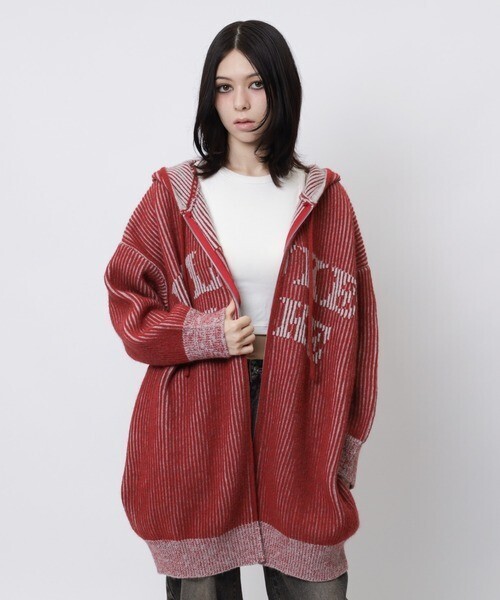 SPIRALGIRL ロゴオーバーZIPニット