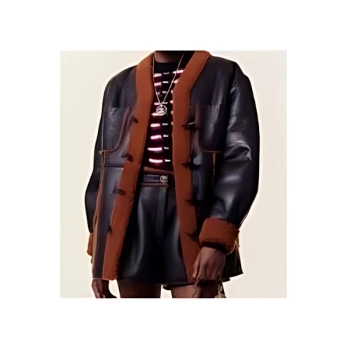 CHANEL "JACKET Shearling Lambskin Navy Blue & Brown"