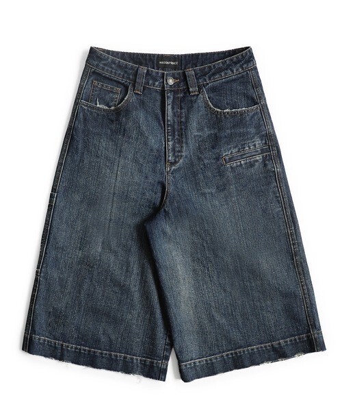 MASONPRINCE ジーンズ ルーズフィット ヴィンテージウォッシュ加工 ハーフ デニムパンツ