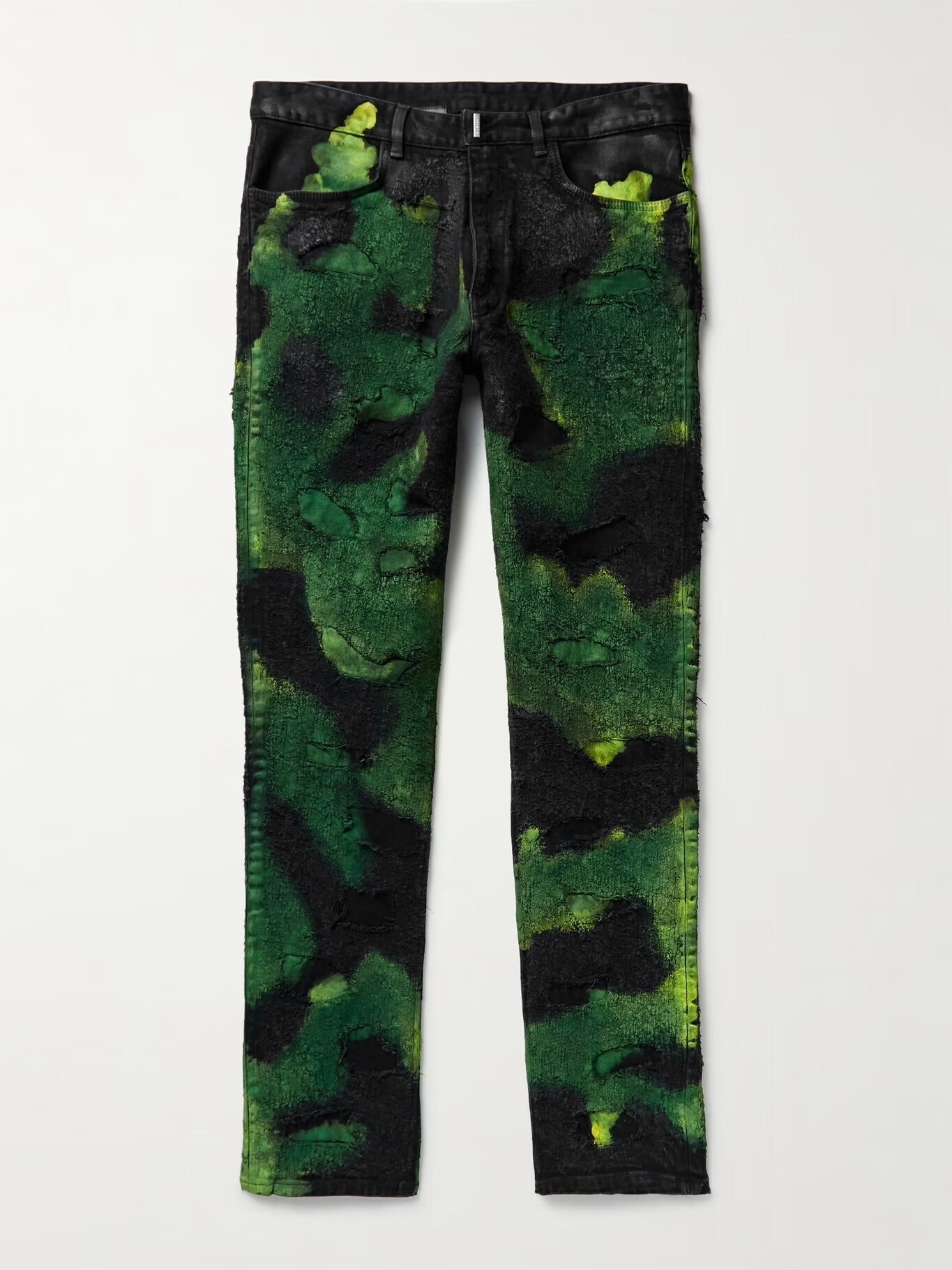 GIVENCHY Straight-Leg Distressed Painted Jeans