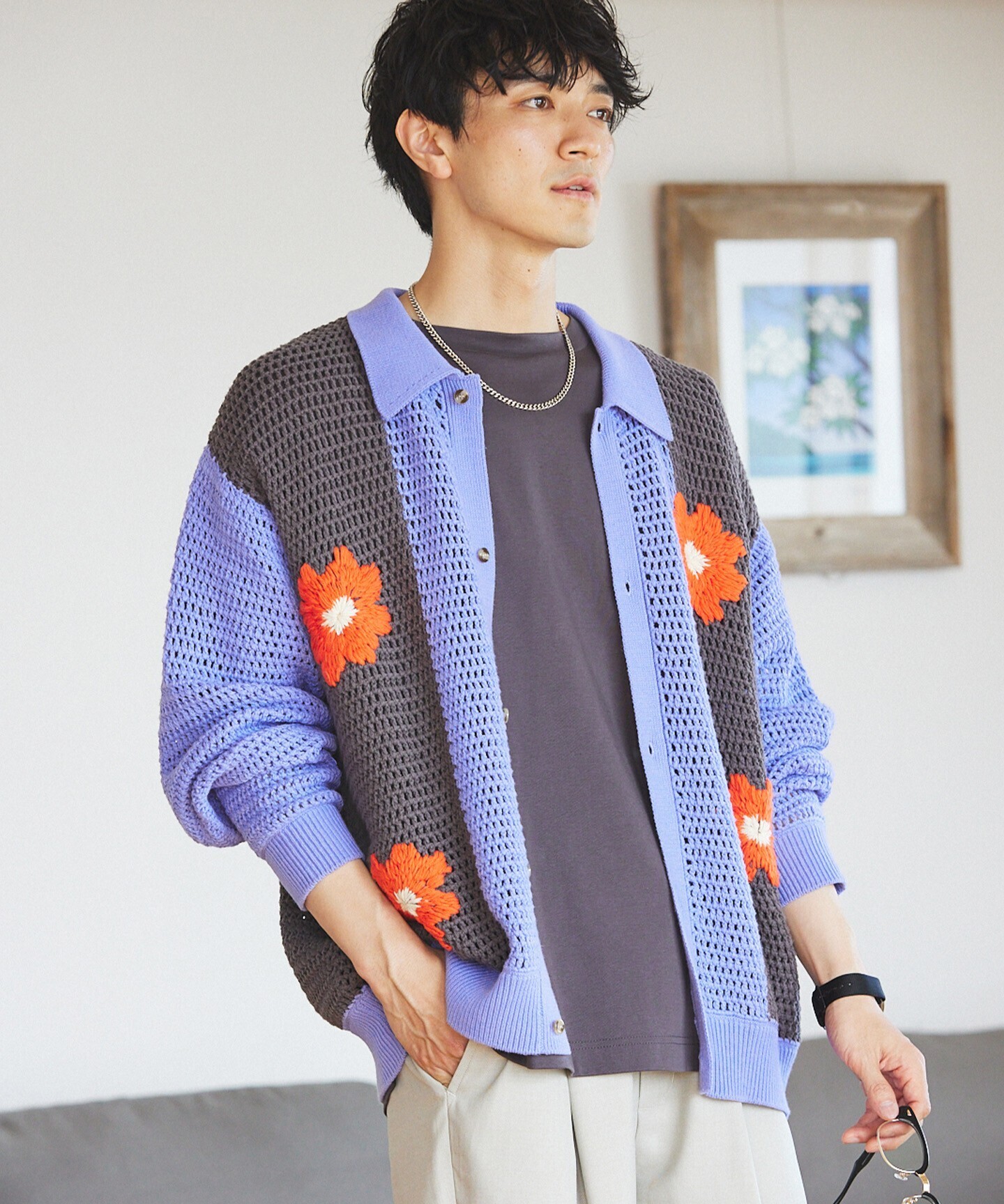JOURNAL STANDARD relume CALIFORNIA クロシェアミ ニットカーディガン 'EMB FLOWER'
