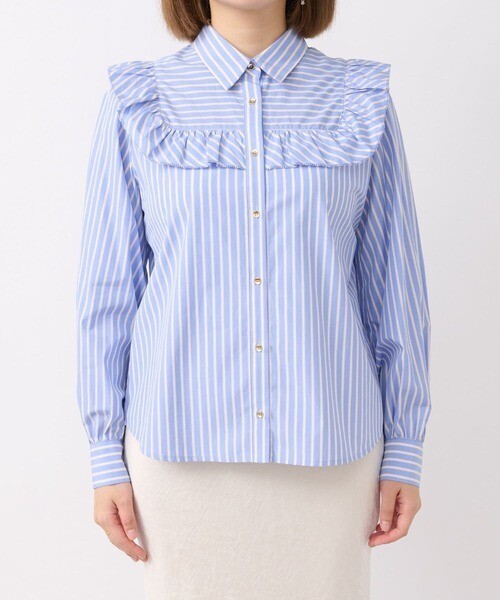 La boutique Bonbon ストライプフリルブラウス