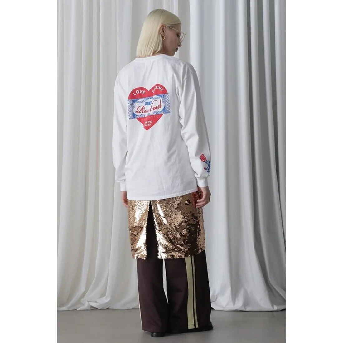 ROSEBUD RB heart long sleeve T－shirts