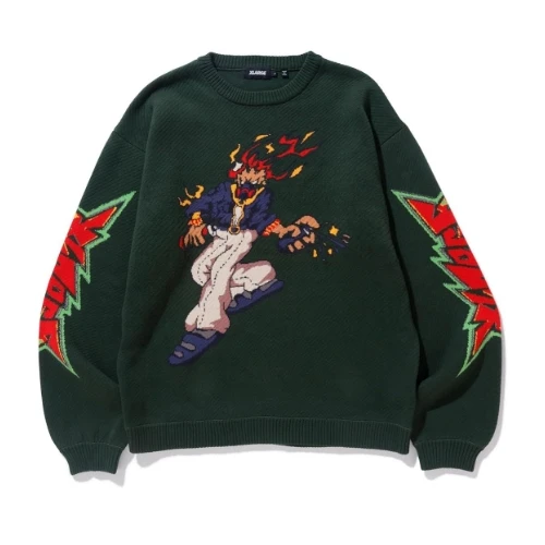 XLARGE BURNING MONSTER CREWNECK KNIT