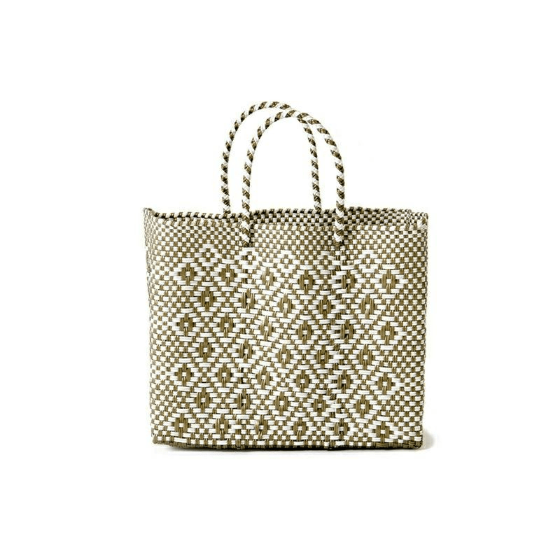 flower MERCADO BAG - ROMBO - Gold / White (XS)