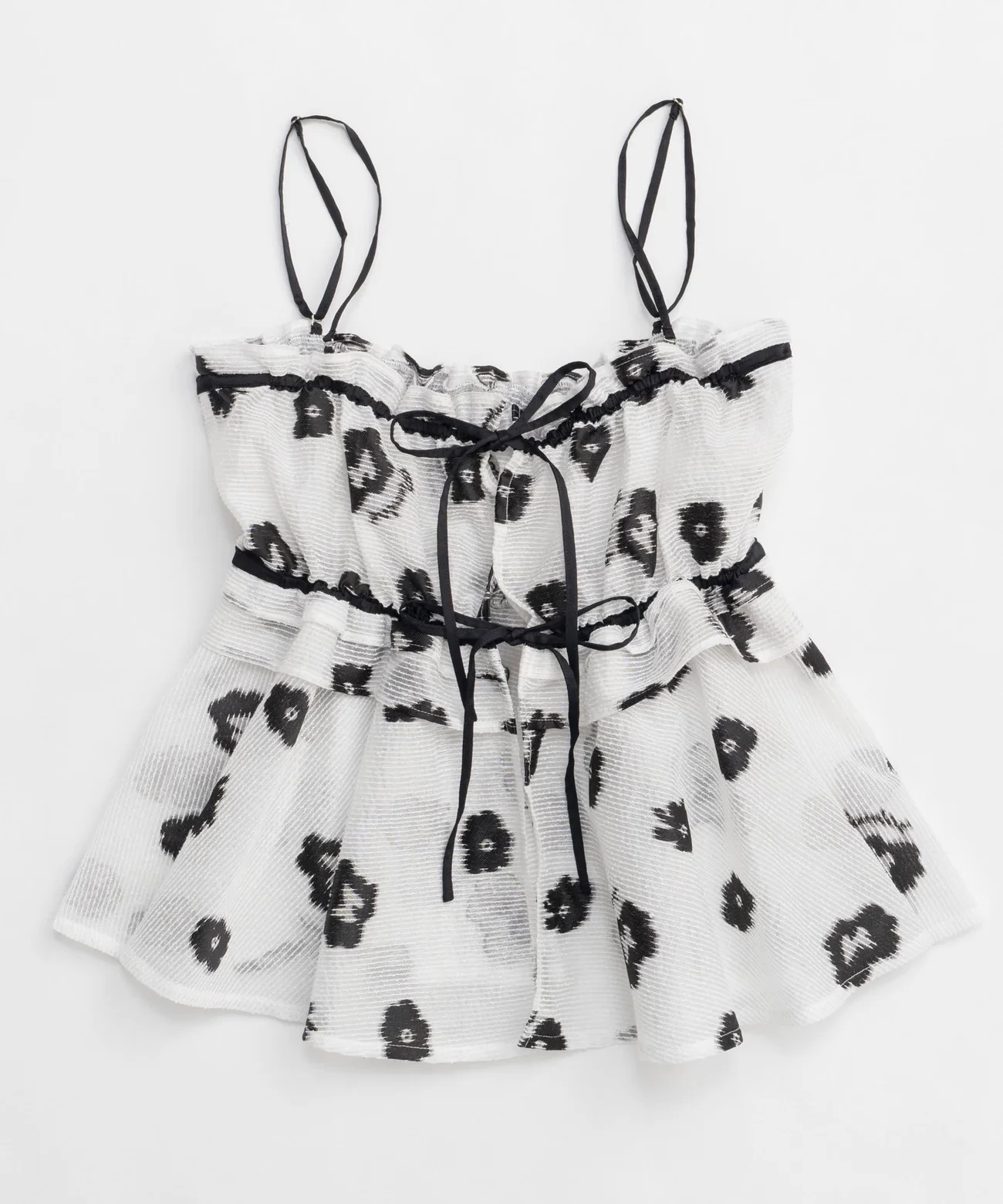 MAISON SPECIAL Sheer Fabric Floral Pattern Multiway Tops